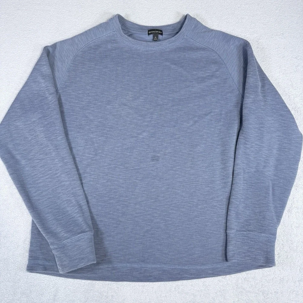 Banana Republic Double Knit Long Sleeve Crewneck Vintage Indigo Shirt Men's XL